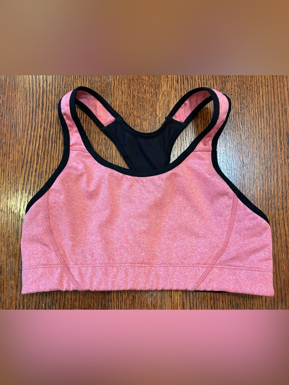 Zella Body Sports Bra Pink Heathered Racerback Back Hook Closure Size Small